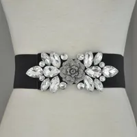 Belts Women Wedding Party Fashion Luxury Floral Buckle Rhinestone Elastic Wide Clinch Belt Waistband