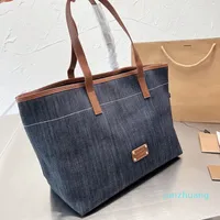 Kadın omuz denim alışveriş çantaları el tote çanta büyük boy kese çanta saf renk tuval düz bayan moda mektuplar 2022