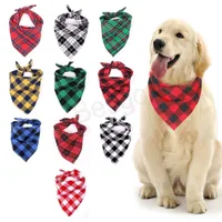 Dog Bandana Collars Christmas Plaid Pet Scarf Triangle Bibs Kerchief Pets Accessories Bibs Small Medium Large Dogs Xmas Gifts BH6488 WLY