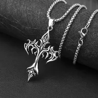 12pcs Antique Silver Goth Flame Cross Anhänger Halskette für Männer Frauen Hip Hop Rock Gothic Style Geschenk