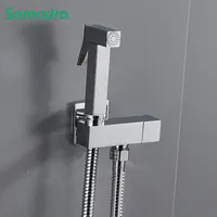 Samodra Bidet Shower Wall Mounted Toilet Sprayer Set Brass valves Bathroom Alloy Black Handheld Self Cleaning Faucet 220713