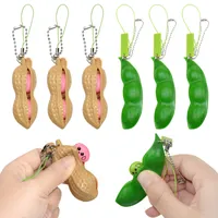Unlimited Pinch Peanut Meat Soybean Decompress Toy Stress Relieve Boredom and Vent Fidget Squeeze Toys Small Squishy Keychain