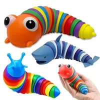 Nuevo juguete Fidget Toy Slug articulada Flexible 3D Slug Fidget Toy All Edades Reliegues Anti-ansiedad Toyes sensoriales para niños Aldult