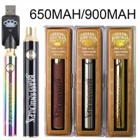 650mAh 900mAh Brass Knuckles Batteri E Cigarett BK Batteri Gold Trä Förvärm VV-batterier för 510 trådpatroner
