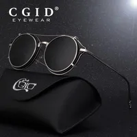 CGID 2018 Fashion Men Men Polarized Sunglasses круглый стимпанк съемный клип на оттенках дизайнер бренд Sun Glass Vintage Metal E76 Y19292C