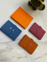 Carteira curta clássica quadrada dois descontos Epsom Handle Bag Casual Style Mini Coin Bags Designer Cartão de bolsa de cartão de crédito Carteiras