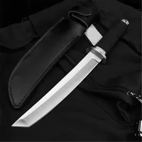 Tanto Japanese Tactical Katana Cold-ST 8CR13Mov Steel ABS Black Handle Straight Knives Survival Camping Hunting Collection Utility EDC Tools Gifts