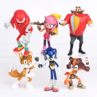 6pcs Sega Sonic Hedgehog Sonic Boom Amy Tails Knuckles Dr Eggman Bebek Pvc Action Figür Figürin Oyun Set Oyuncak Kek Topper Kid268y