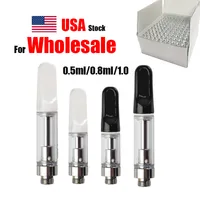 Stock de EE. UU. TH205 Atomizadores Cartuchos de vape Tornillo manual en bolígrafos de bloqueo 0.5 ml 1.0 ml de espesor 510 tanques de vidrio de rosca Cartón e cigarrillo