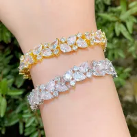 Link Chain Cwwzircons Prachtige Afrikaanse kubieke zirkonia Dubai Gold Betrokkenheid bruiloft Bridal armband Juwelen accessoires voor vrouwen CB267LINK