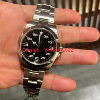 Luksusowy zegarek dla mężczyzn Air King Nowy 126900 Pełny stan Czarna tarcza 40 mm Automatyczny ruch mechaniczny 316 STAL STALNEJ WODNY WODY ZETRAŻOWANIE