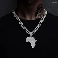 Ketten Crystal Africa Karte Anhänger Halskette für Frauen Männer Hip Hop Accessoires Schmuck Choker Kubanische Verbindung Kette Männer Juwelrychains heilen22