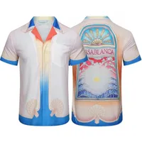 カサブランカジュアルシャツデザイナーシャツハワイアンシルクプリント半袖ティーメンズポロTシャツH9