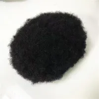 Indiase menselijke maagdelijke haarvervanging handgebonden 4 mm afro kinky krulmannelijke pruiken voor zwarte mannen in Amerika snel express levering