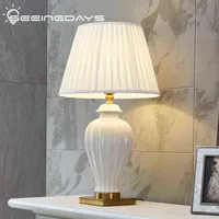 40x70 cm europeo moderno moderno semplice lampada da tavolo in ceramica bianca per camera da letto soggiorno lampada da comodino decorazione casa grande lampada da tavolo h220423