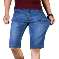 Plus Size 42 44 Pants 46 Summer Men Business Denim Shorts Fashion Casual Stretch Slim Thin Short Jeans Male Brand