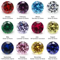 50PCS Per Total 600pcs 12 Colors Birthday Round Loose Cubic Zirconia Stone Corundum Synthetic Gems CZ