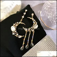 Fyuan Moon Asymmetry Crystal Earrings Korean Style Long Tassel Drop For Women Wedding Jewelry Gifts Delivery 2021 Dangle Chandelier Ru8Dp