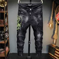 Jeans maschili Autunno e inverno Ratasci Cat Barba da uomo Slim PP Lavato Jeans Black Diamond Tight Elastic Pants 1983 A86G