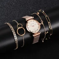 Нарученные часы роскошные 5pcs set watch для женщин браслет из розового золота магнит из пряжки
