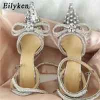 Eilyken Style Crystal Butterfly Mulheres bombas Jelly Office Shoes Lady Summer Slingbacks High Heels Wedding Bridal 220721