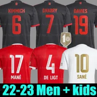 22 23 De Ligt Soccer Jersey Sane 10 år mästare Hernandez Bayern Gnabry München Goretzka Muller Davies Kimmich Football Shirt Men Kids Set Set 2022 2023 Uniforms