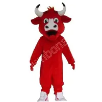 Costume de mascotte de vache rouge Halloween Costumes de la mascotte de dessin animé de haute qualité Vêtements de performance Carnaval Taille de l'adulte Événement publicitaire