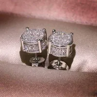 Men Women Gold Stud oorbellen mode hiphop sieraden sprankelende CZ gesimuleerde diamant zilveren oorrang189o