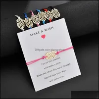Bracelets à charme Les bijoux font un bracelet en forme de pin wish avec carte-cadeau pour femmes fruit en or blanc noir rose rouge rose
