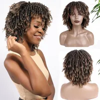 Synthetische pruiken Julianna Kanekalon Goede kwaliteit Faux Goddess Locs Hair Wig Dread Lock Black Curly Female Short Afro Dames Kend22