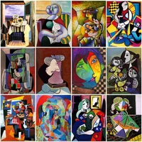 Picasso abstraktes Bild 5d DIY Diamond Malerei Square und runder Strassstickstätte Wandkunstplakat für