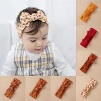Girls Hair Bows Head Wrap Vintage Baby Headband Soft Kids Accessories Solid Color Dot Floral Print Elastic Band2708