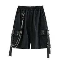 Pantanos cortos para hombres sólidos de verano pantanos cortos de playa cintas negras hip hop streetwear informes de ropa deportiva masculina pantalones cortos Homme Clothing 220706