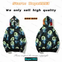 Hoge kwaliteit apen heren Hoodies Sweatshirt Japan Shark B APE Hoofd Galaxy Spots Luminous Camo Male en vrouwelijke paren met hetzelfde model 100% katoen nieuwe hoodie 1993 KS2-6