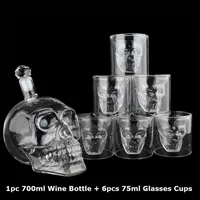 Crystal Skull Head S Glasses Cup Set 700ml Whiskey Wine Glass Bottle 75ml Cups Decanter Home Bar Vodka Dugs 210827248y