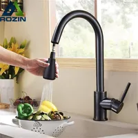 Black Pull Down Kitchen Faucet Tap Single Handle Oil Rubbed Bronze Kitchen Sink Mixer Tap 2 pattern Shower Spout Hot Cold Faucet T200424