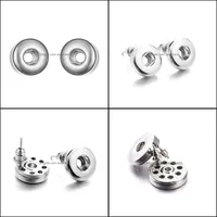 Stud Earrings Jewelry Simple Sier Plated 12Mm 18Mm Snap Button For Women Snaps Buttons Drop Delivery 2021 3Kbys