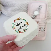 French Letter Garland Teacher Life Portable Jewelry Box Necklace Earring Holder Organizer Storage Display Small Present Box 220701