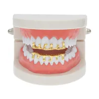 Ouro prateado grillzs grillz de dente único tampa superior churrasqueira grade de dentes personalizados de dentes vulcânicos punk jóias de hip hop189t