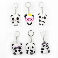 6 Styles Panda Keychains PVC Silicone Cartoon Keychain Pendant Creative Gift Key Chain Keyring
