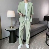 Herrenanz￼ge Blazer dreiteiliger Sommer Draping Modes losen gutaussehenden Anzug Herren Jugend koreanische Trendy Casual Jackelm￤nner's
