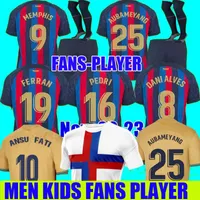 Camisetas de Football Memphis Lewandowski Pedri Barcelona Jersey de futebol Adama Ferran 21 22 23 ANSU FATI 2022 2023 F. De Jong Dest Kit Camise