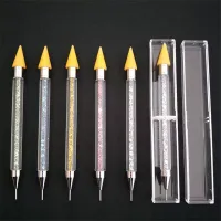 Doppel-End-Nagel-Doting-Stiftkristallperlen Griff Strasshilfe Picker Wachs Stift Maniküre Nagelkunstwerkzeuge DH8540