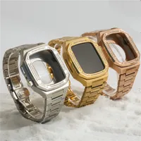 Para Apple Watch Series 7 6 5 4 SE Premium Acero inoxidable Bling Diamante Mod Kit de funda protectora Cubierta de correa de banda Iwatch 44mm 45mm