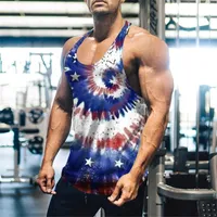 Men's Tank Tops Big And Tall Mens Men Independence Day Summer Vest Breathable Large Size Casual Sleeveless Top Loose Floral Shorts Yoga TopM