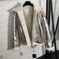 Mektup Baskı Pu Deri Ceketler Kadın Dış Giyim İç Kuzu Sıcak Polar Sıcak Katlar Tasarımcı Moda Ceket Giyim Kış