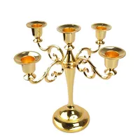 Metal Candle Holders 5-arms 3-arms Candle Stand Wedding Decoration Candelabra Centerpiece Candlestick Decor Crafts Silver Gold 2 C239F