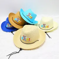 2022 Yeni Yaz Şapkaları Çocuklar İçin Kız Boy Bebek Caz Şapkası Plaj Güneş Saman Şapk Somberos De Sol Açık Chapeau Paille Zon Hoeden