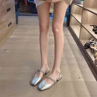 샌들 디자이너 럭셔리 [Amano] 프랑스 중간 힐 샌들 여성 여름 바오 투 실버 메리 제인 신발