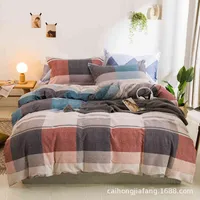 الصوف المطحون القطني المكون من أربع قطع من القطن ورقة السرير غطاء لحاف وسادة الفراش الربيع والصيف